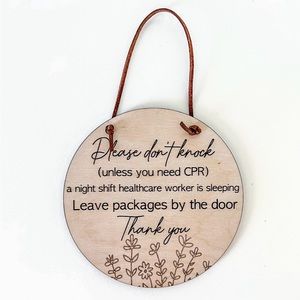 Gift for Nurse Nightshift healthcare worker Do not knock disturb front door sign